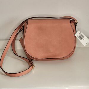 Angel Roi Morning Faux Leather Vegan Saddle Bag Cross-body Handbag Dusty Rose